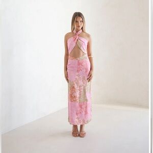 Sabo skirt silk cut out midi dress.